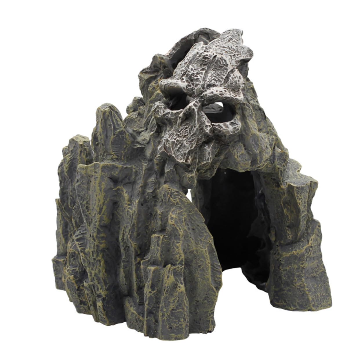 POPETPOP Fish Tank Mountain Cave Ornaments Large Skull Rockery Landscape Aquarium Mountain Ornament Safe for Fish Resin Aquarium Decor