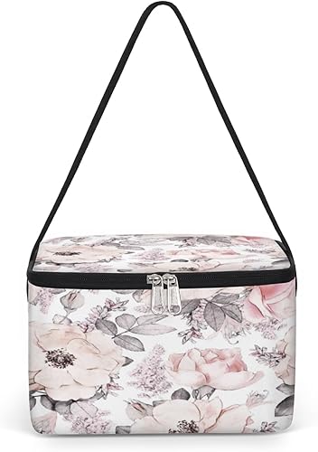 QsirBC Bolsa de almuerzo aislada con patrón floral vintage para mujer, reutilizable, bolsa cuadrada de comida para adultos y hombres, lonchera más