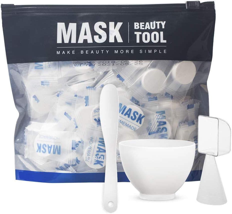 BLD Compressed Mask Disposable Paper Sheet Mask for DIY Wrapped Masks 100pcs + Silicon Mask Bowl Set