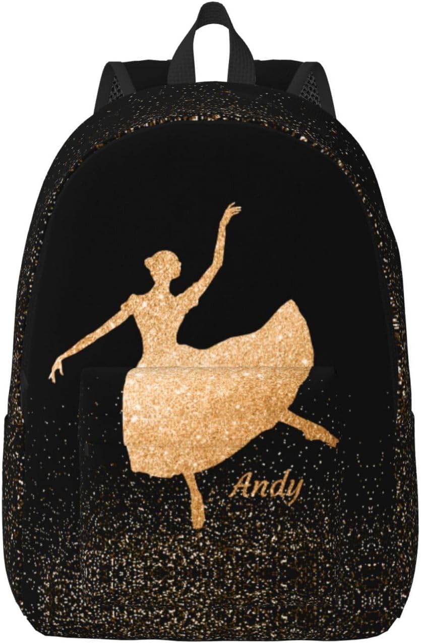 Generic Custom Ballet Dance Backpack Personalized Backpack with Name Customized Casual Bag Daypack for Woman Outdoor Hiking Travel Blue 17in