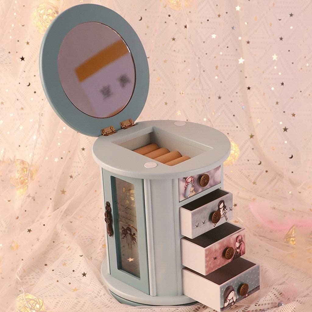 Nowoczesna Pudełko Na Biżuterię Z 3 Wysuwanymi Szufladami Dwie Szafki Naszyjniki Boku Fashion Girl Design Ozdoba