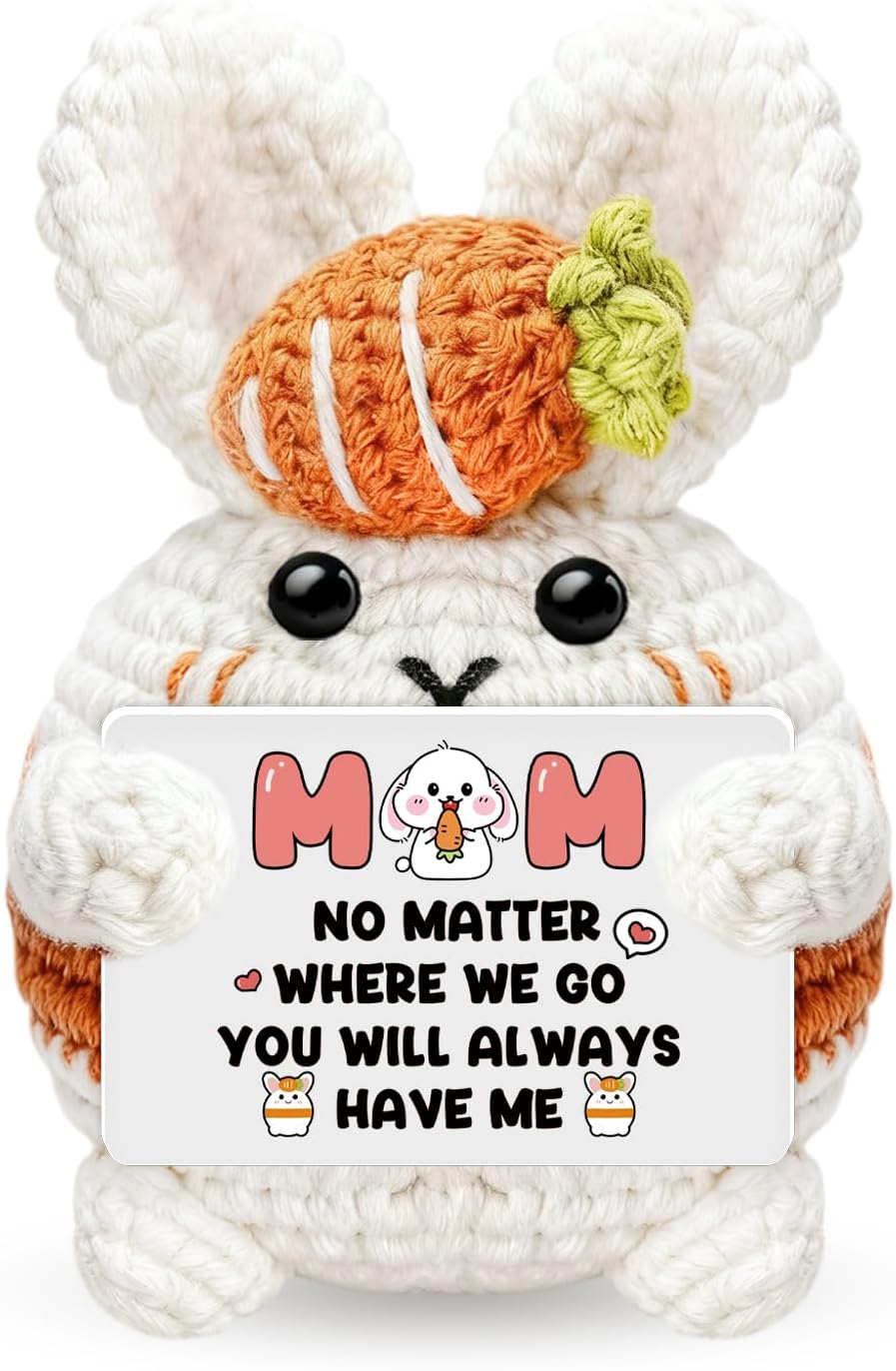 Mom Birthday Gifts Mother Gift from Daughter Son Mini Handmade Positive Crochet Bunny Inspirational Support Crochet Funny for Mom Christmas Valentine Mother’s Day