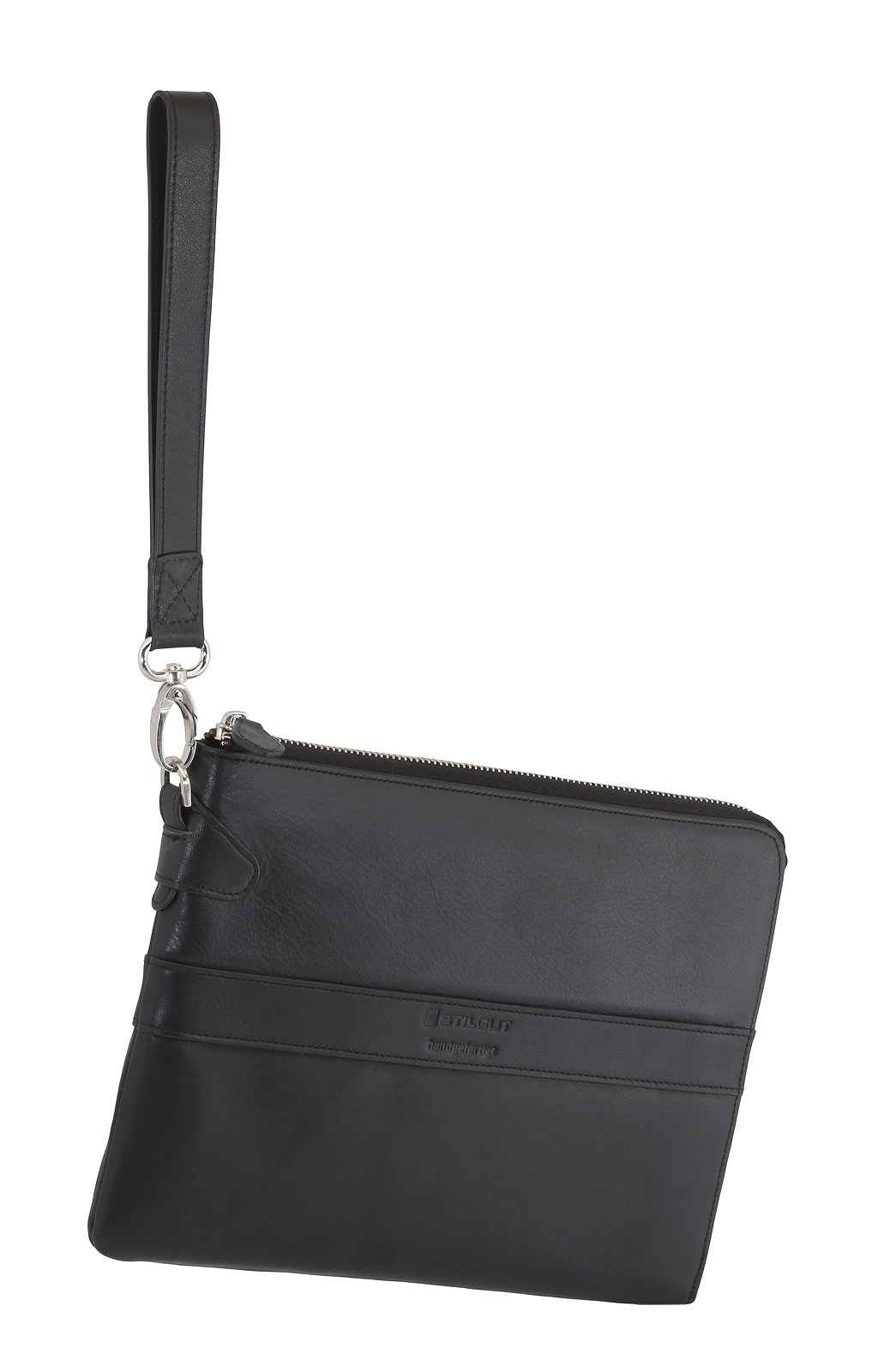 STILGUT Business Mappe, Schultertasche und Organizer aus echtem Leder für Tablets (8.0"), Schwarz Nappa