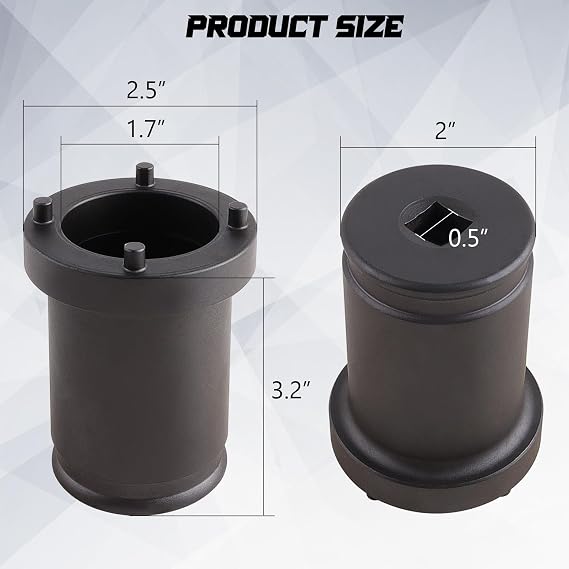 Output Shaft Locknut Socket Removal Tool T-7458 Fits Ford F-150, Super Duty F-250 F-350 F-450 F-550 (2003-2019) TorqShift 5R110W, 4R100 & 10R80 Transmissions 1/2 Drive