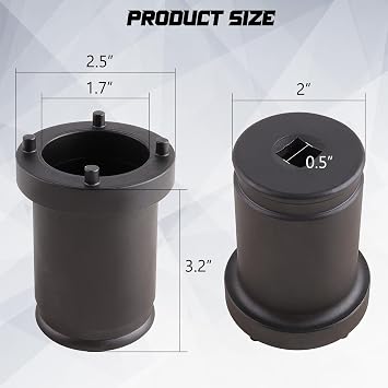 Output Shaft Locknut Socket Removal Tool T-7458 Fits Ford F-150, Super Duty F-250 F-350 F-450 F-550 (2003-2019) TorqShift 5R110W, 4R100 & 10R80 Transmissions 1/2 Drive