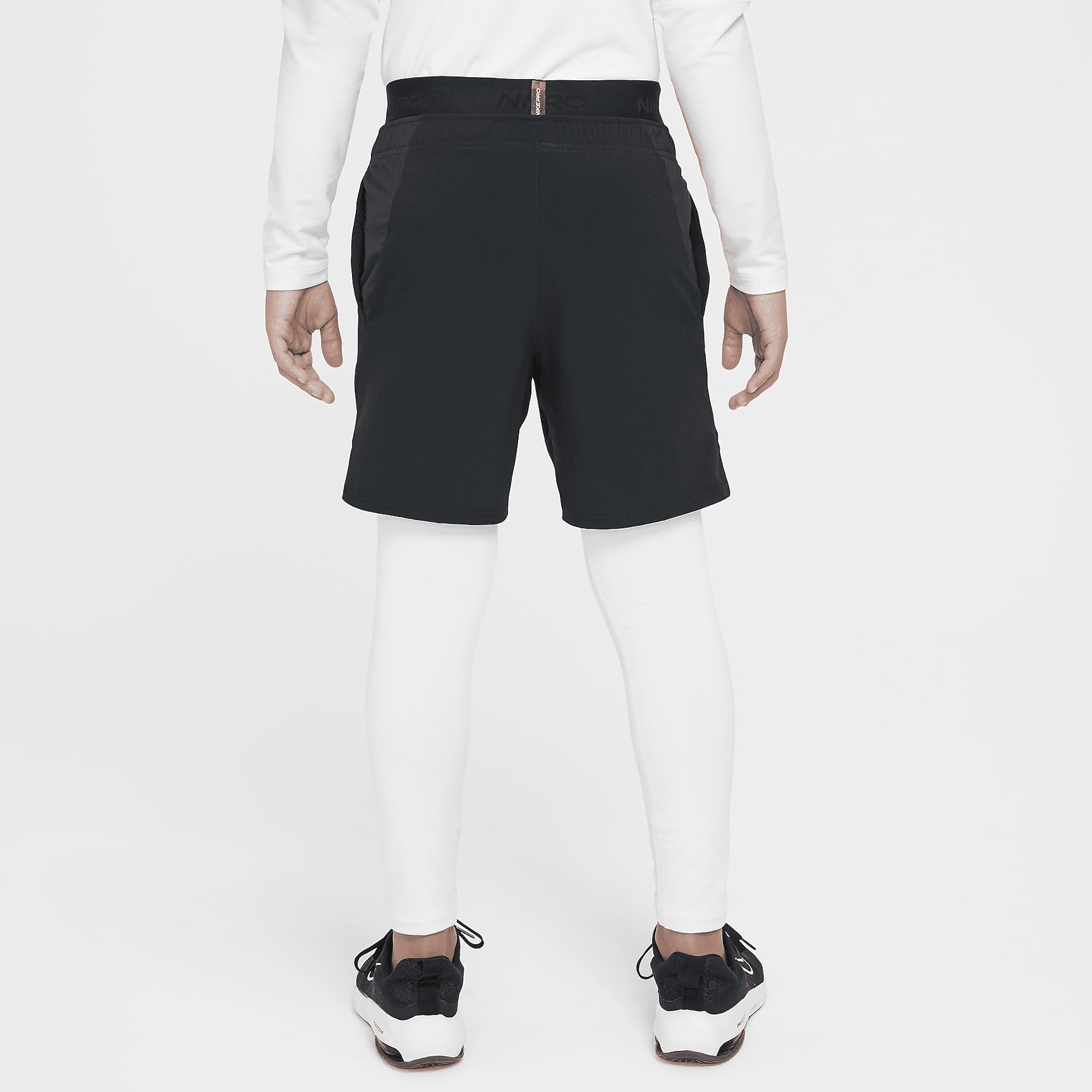 Nike Pro Warm Big Kids' (Boys') Dri-FIT Training Tights (HF4364-100, White/Black) Size X-Large