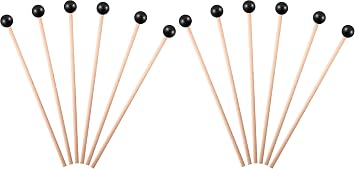 Luomorgo 6 Pcs Glockenspiel Mallets, Xylophone Mallets Rubber Bell Mallets Percussion with Wood Handle, 15 Inch Drumsticks for Bell Stick, Tongue Drum Mallets Pack of 2