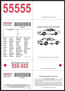 Valet Parking Tickets Barcoded 4-Part 1,000 with Free Parking Receipts (White)