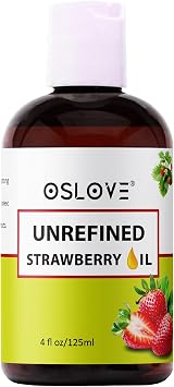 Unrefined Strawberry Seed Oil - 4 oz by Oslove | Natural and Cold Pressed | Use for Skin and Hair | Anti-Aging and Softening for Skin
