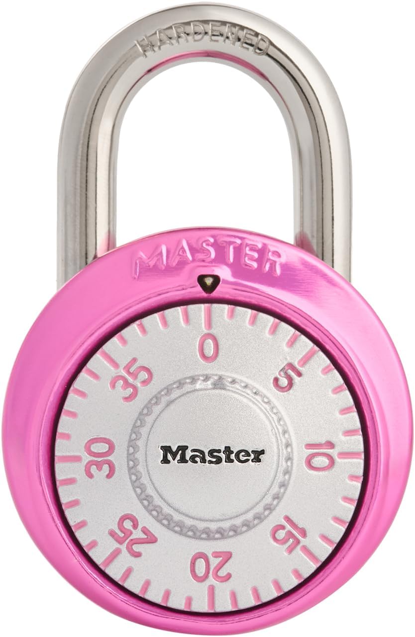 Master Lock 1530DPNK Locker Lock Combination Padlock, Pink, 1 Pack
