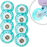 RAVEN Rollen LED leuchtende Ersatzrollen für Inlineskates mit Kugellager 64mm oder 70mm Set - 8 Stück (Isla Violet, 64mm (Set - 8 Stück))