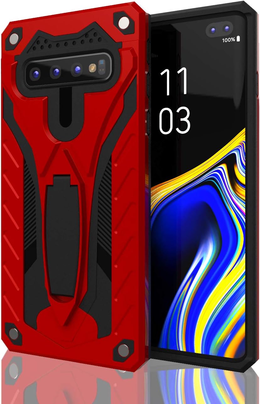 Kitoo Designed for Samsung Galaxy S10 Case with Kickstand, Military Grade 12ft. Drop Tested - Red
