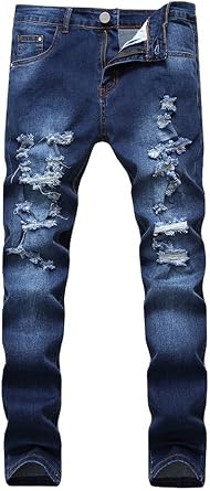 OKilr Pjik Men's Dark Blue Ripped 