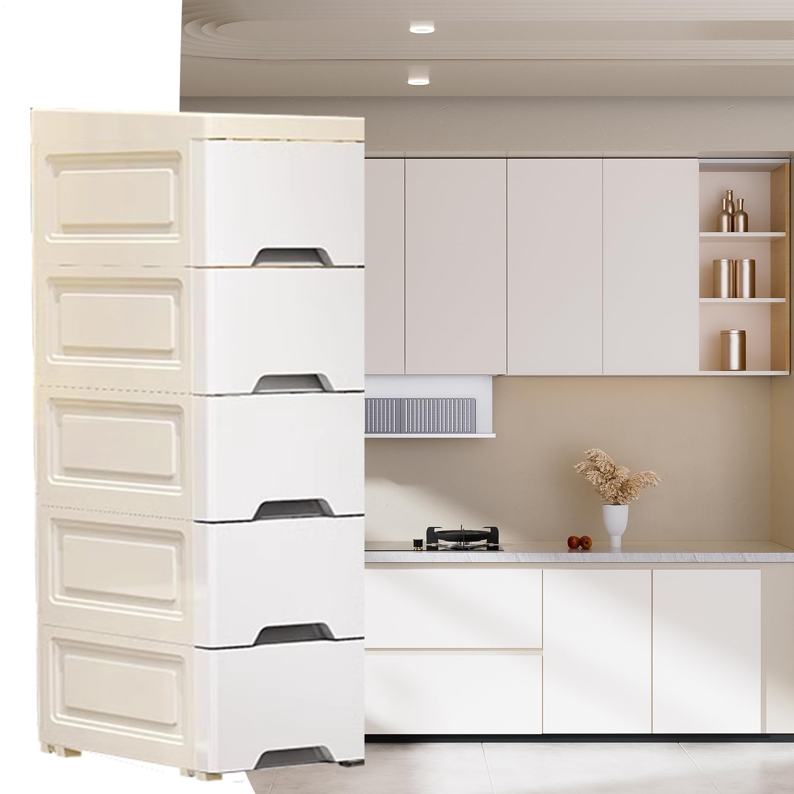Générique Aufbewahrungsschrank für Badezimmer, großer Bodenschrank für | Küche mit Rollen, Organizer-Turm mit 5 Schubladen für Badezimmer, Schlafzimmer und Wohnzimmer