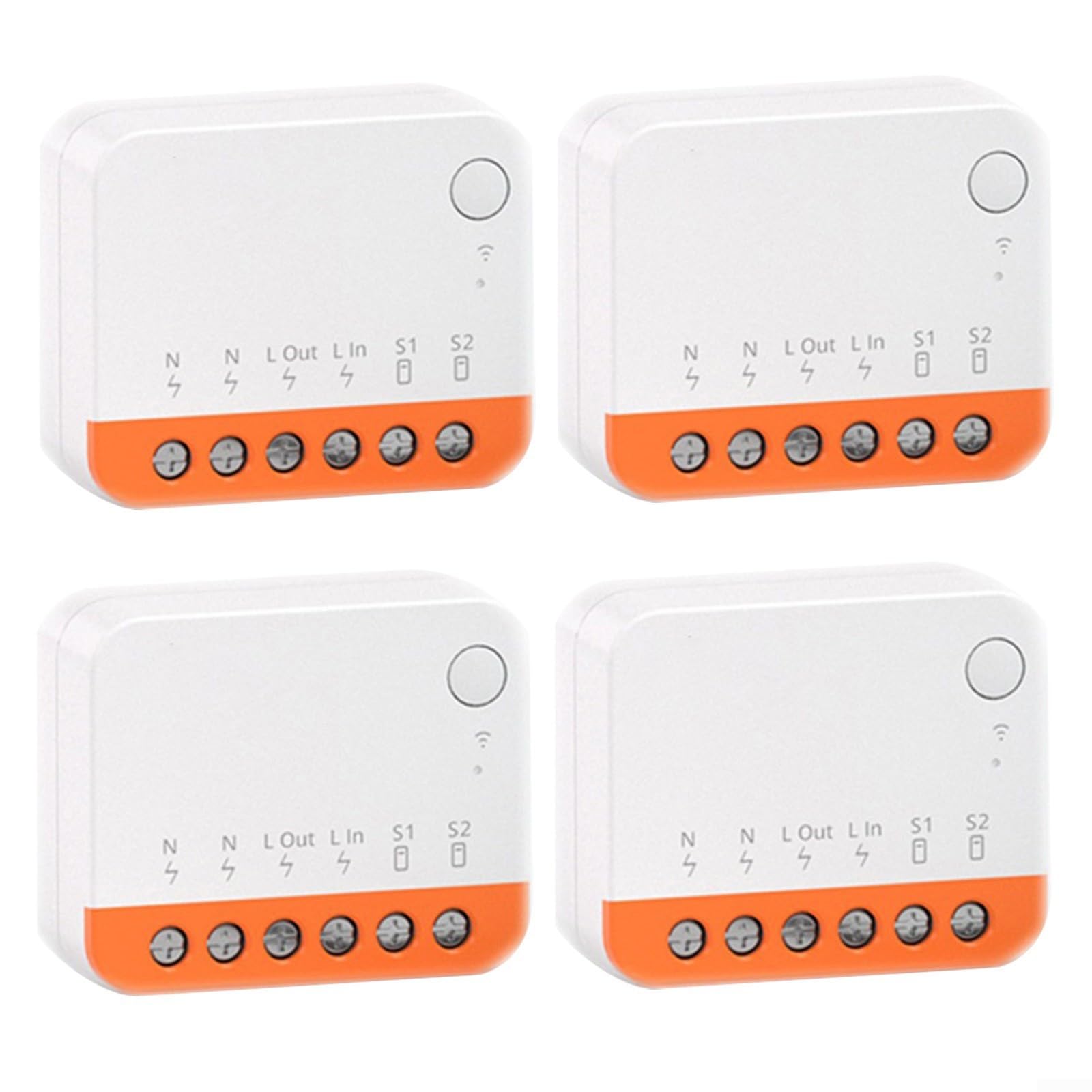 MINIR4 - Interruttore intelligente WiFi, modulo relè di controllo della luce a 2 vie, con app timer, contatto a secco momentaneo compatibile con telecomando, certificato TUV, 10 A, 2400 W