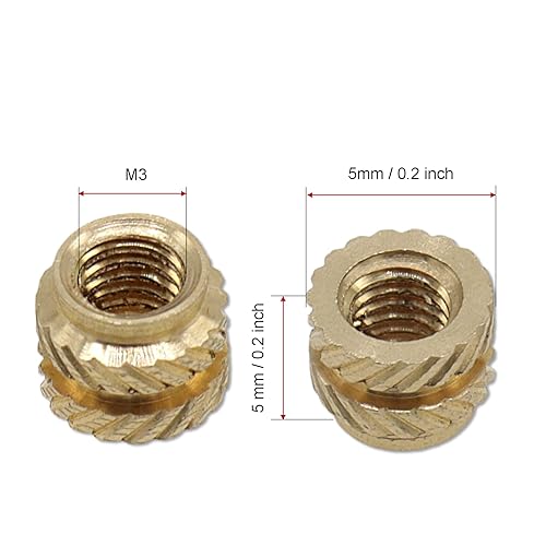 Miniatura 2 de 120 piezas de insertos moleteados M3, tuercas de latón de 0.197 x 0.197 in para impresión 3Dplásticoautomotriz (kit de incrustación roscada)