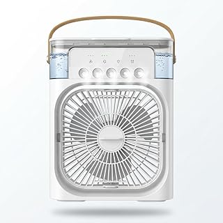 Portable Mini Air Cooler Fan with Water Spray | 7 Color LED Light | 3 Speed Personal Cooling Fan with Timer | USB Compact Table Cooler for Home Office Travel