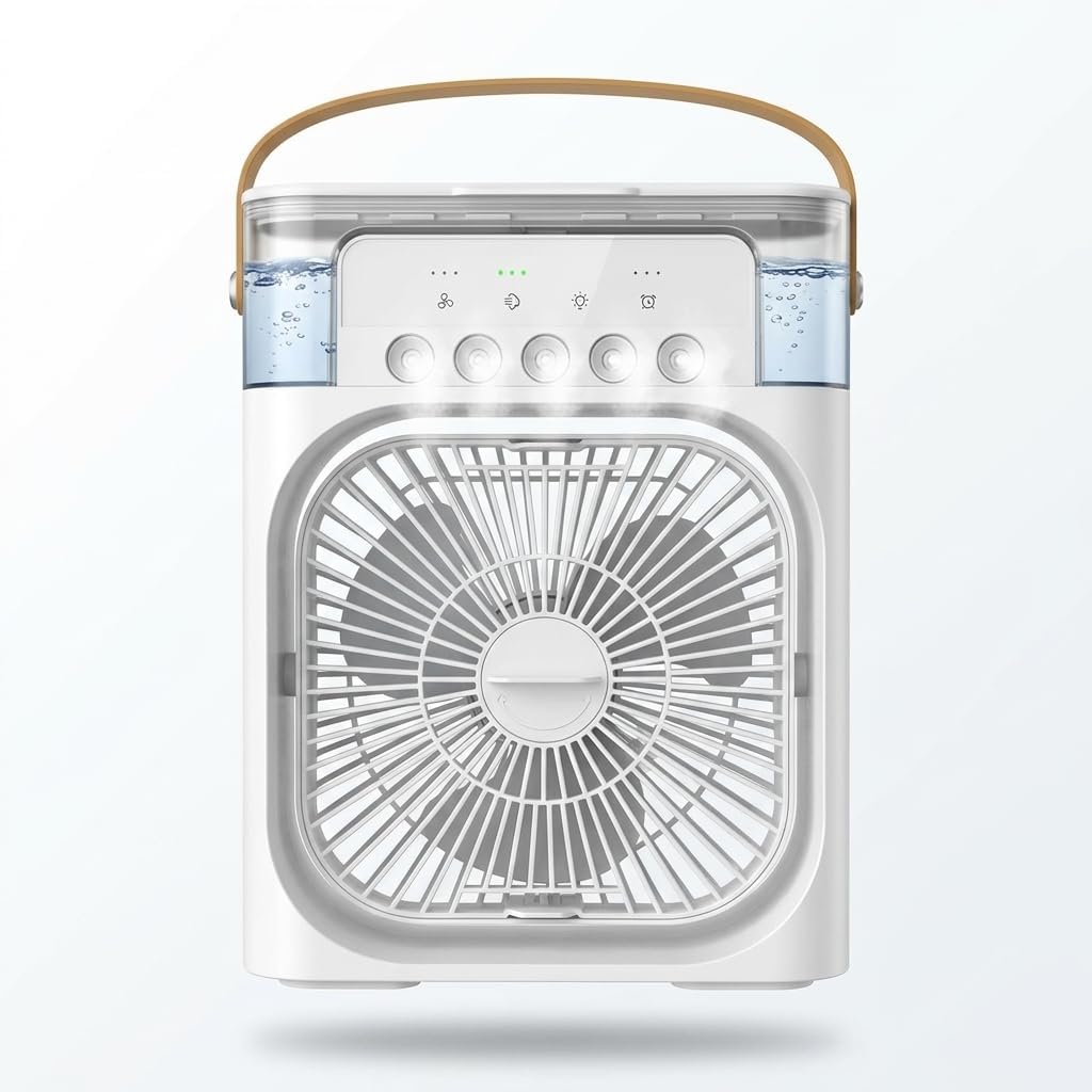 Portable Mini Air Cooler Fan with Water Spray | 7 Color LED Light | 3 Speed Personal Cooling Fan with Timer | USB Compact ... - Review, Price and Buying Guide