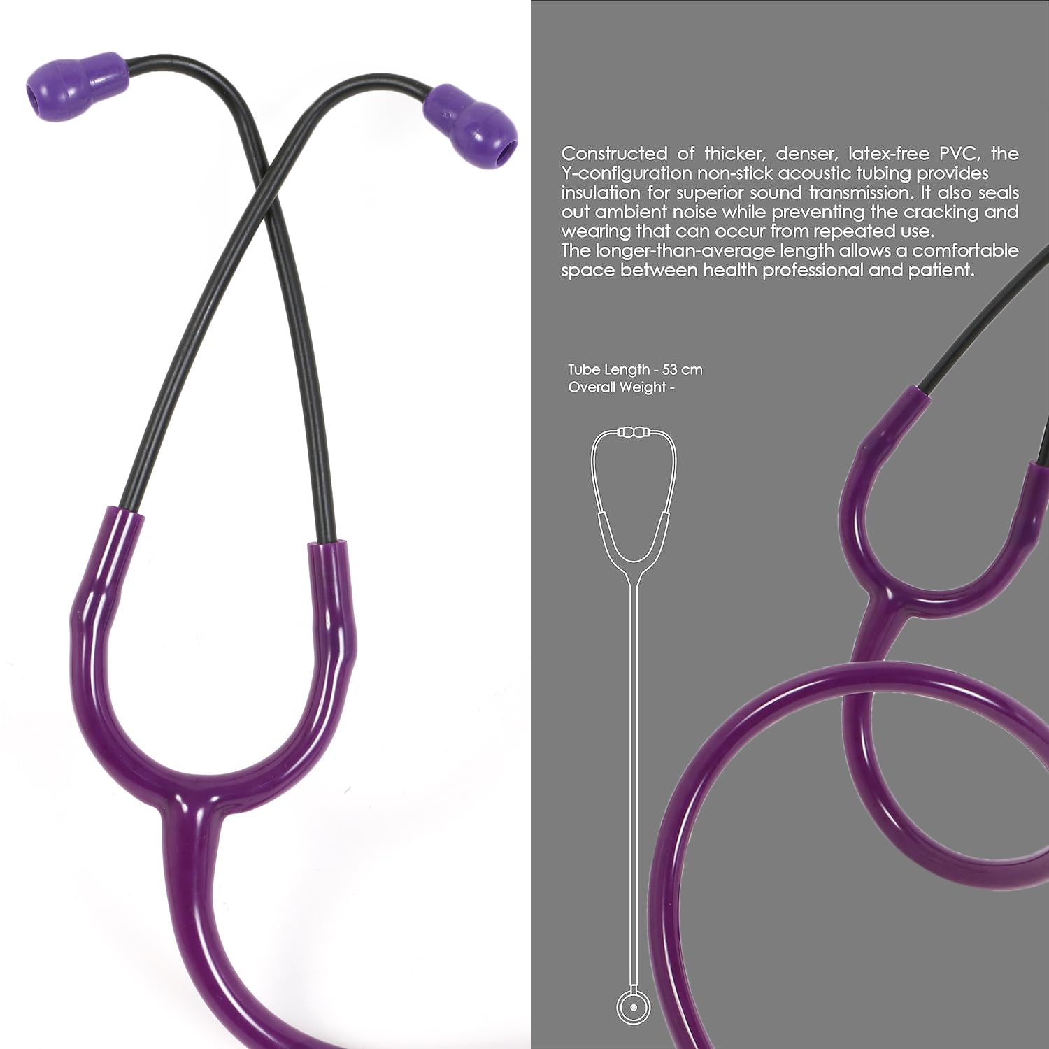 RCSP Micro Stethoscope for Doctors and Medical Student, Adult | Lightweight Chest Piece with Flexible Single Head, Purple | Aluminum 3
