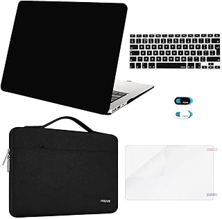 MOSISO Custodie Rigide Compatible con MacBook Air 13 Pollici A1369/A1466 (Edizione 2010-2017),Plastic Case Cover&Valigetta&Copertura della Tastiera&Webcam Copertura&Schermo Protettivo, Nero