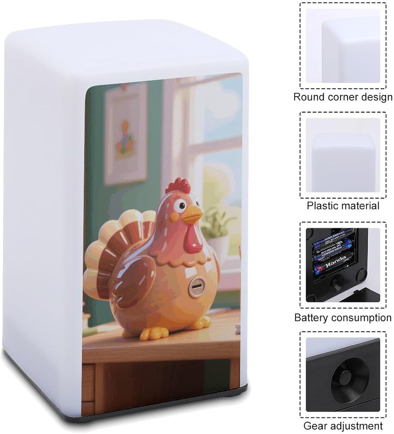 Dimmable Portable Desk Lamp Reading Table Lamp Turkey Piggy Bank Bedside Night Light Battery Powered for Home Office Gift