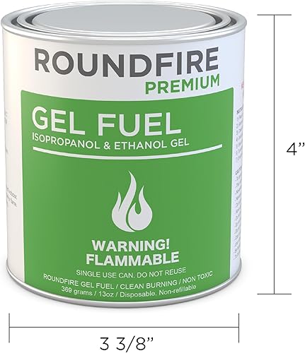 Miniatura 2 de ROUNDFIRE Paquete de 6 latas de combustible de gel para cuenco de fuego, chimenea, fuego de gel, cuencos de fuego de mesa, calentamiento, interior y