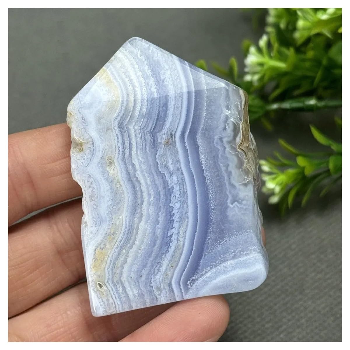 LQYXGS Crystal Stone Home Decor Natural Blue Lace Agate Slate Slices Mineral Raw Stone Home Decoration(50g 56mm)