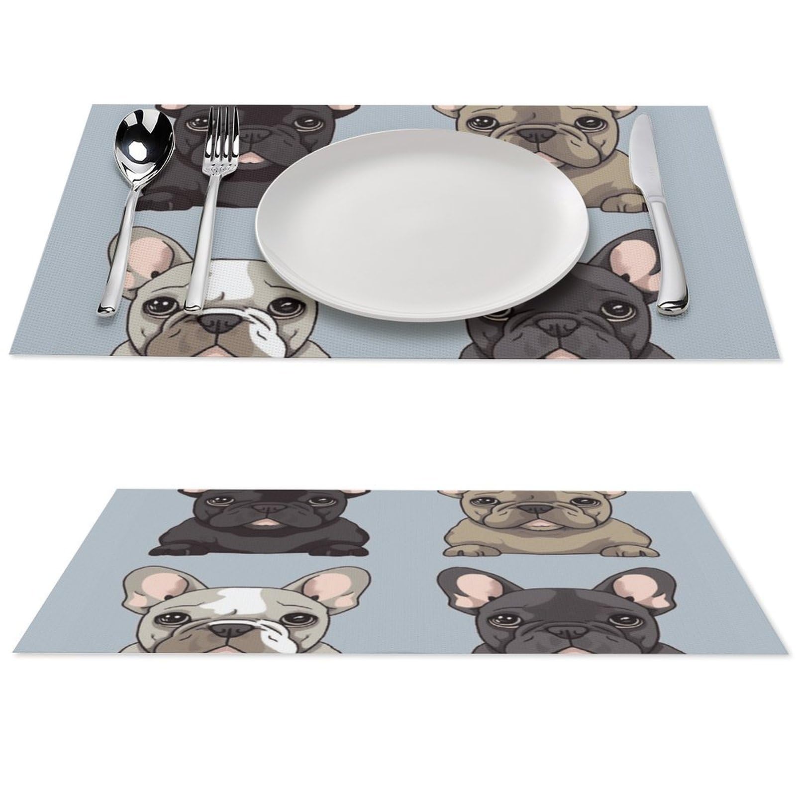 Sets de table bouledogue français lavables pour stopper les taches