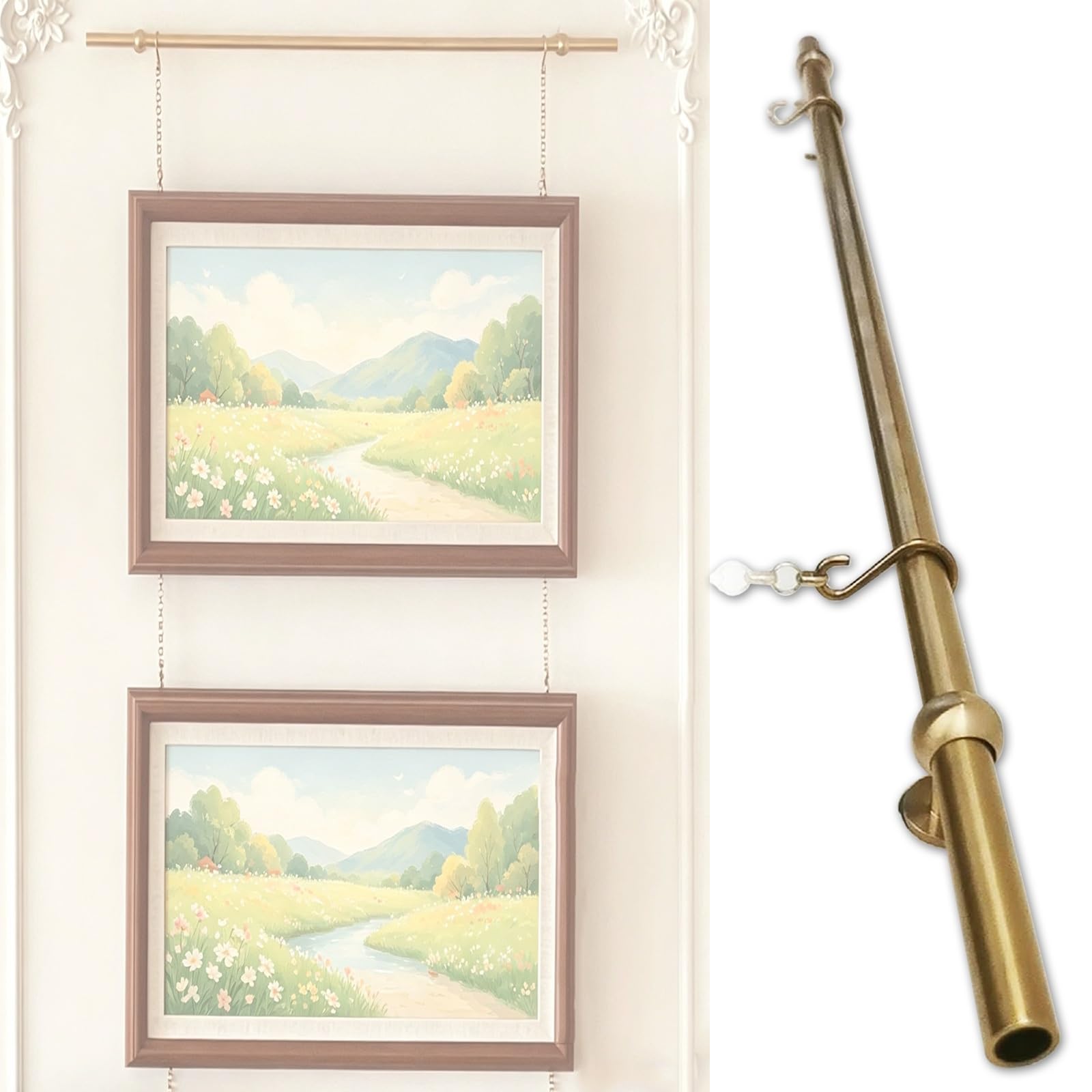 Kit de rail de galerie en laiton pour suspendre vos cadres photo sans abîmer les murs