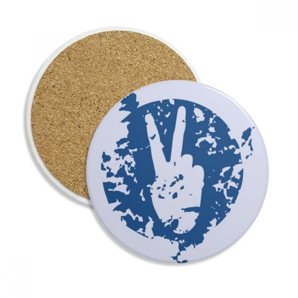 Dessous-de-verre bleu motif victoire pour mug et pause café