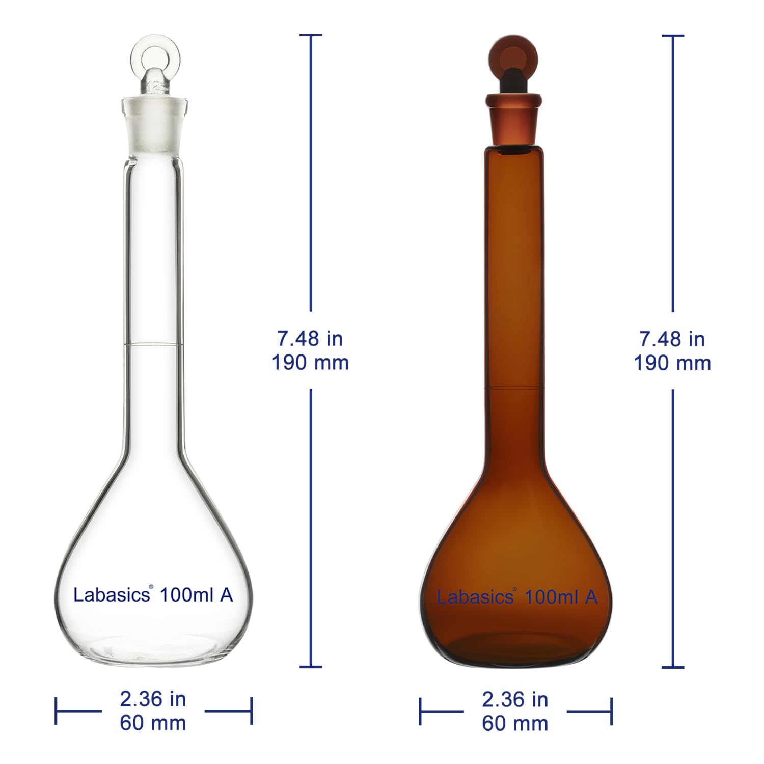 Volumetric Flask, Clear, 1000 mL, with Glass Stopper, Class A with Lot Certificate