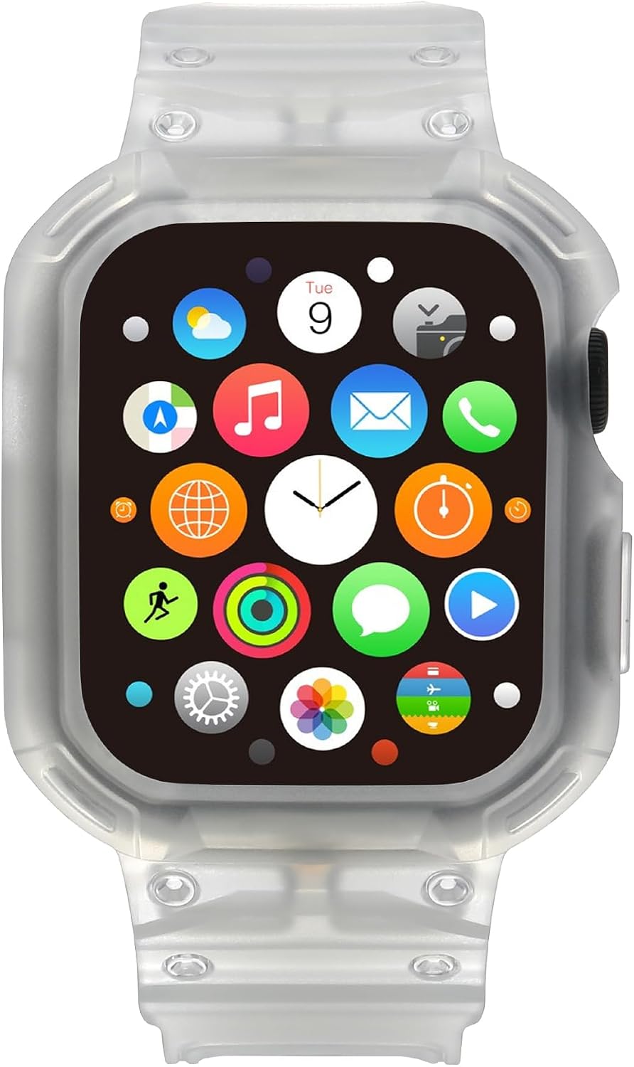 Compatible with Apple Watch Series 11 Series 10 46mm 42mm Band with Case Wristbands Shockproof Durable Rugged Protective Case with Soft Silicone Replacement Watch Strap for Men Women