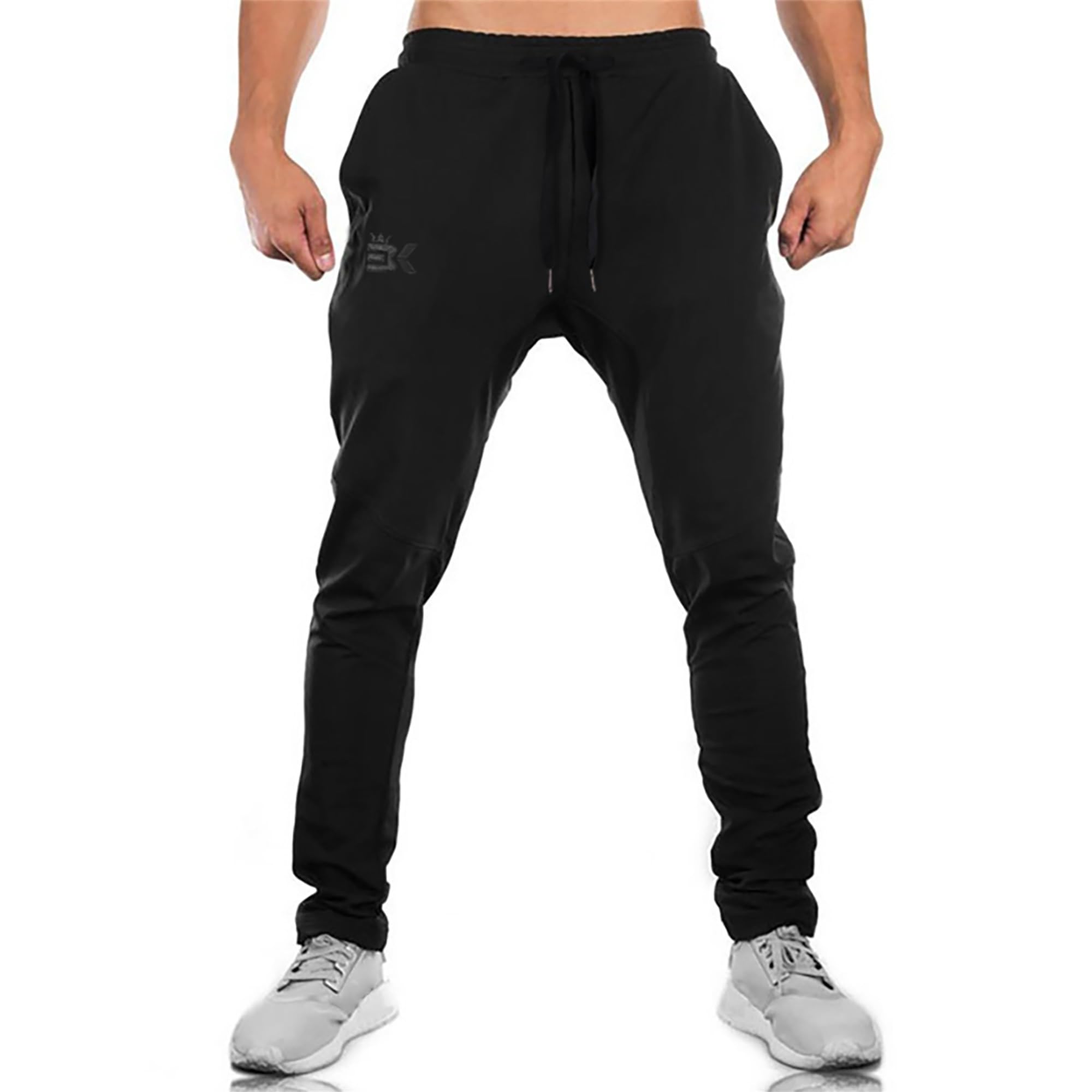 BROKIG Jogging Homme Sport Pantalon de Double Poche,Pantalons Fitness Zippés et Stretch pour Hommes Pantalon Survêtement Coton