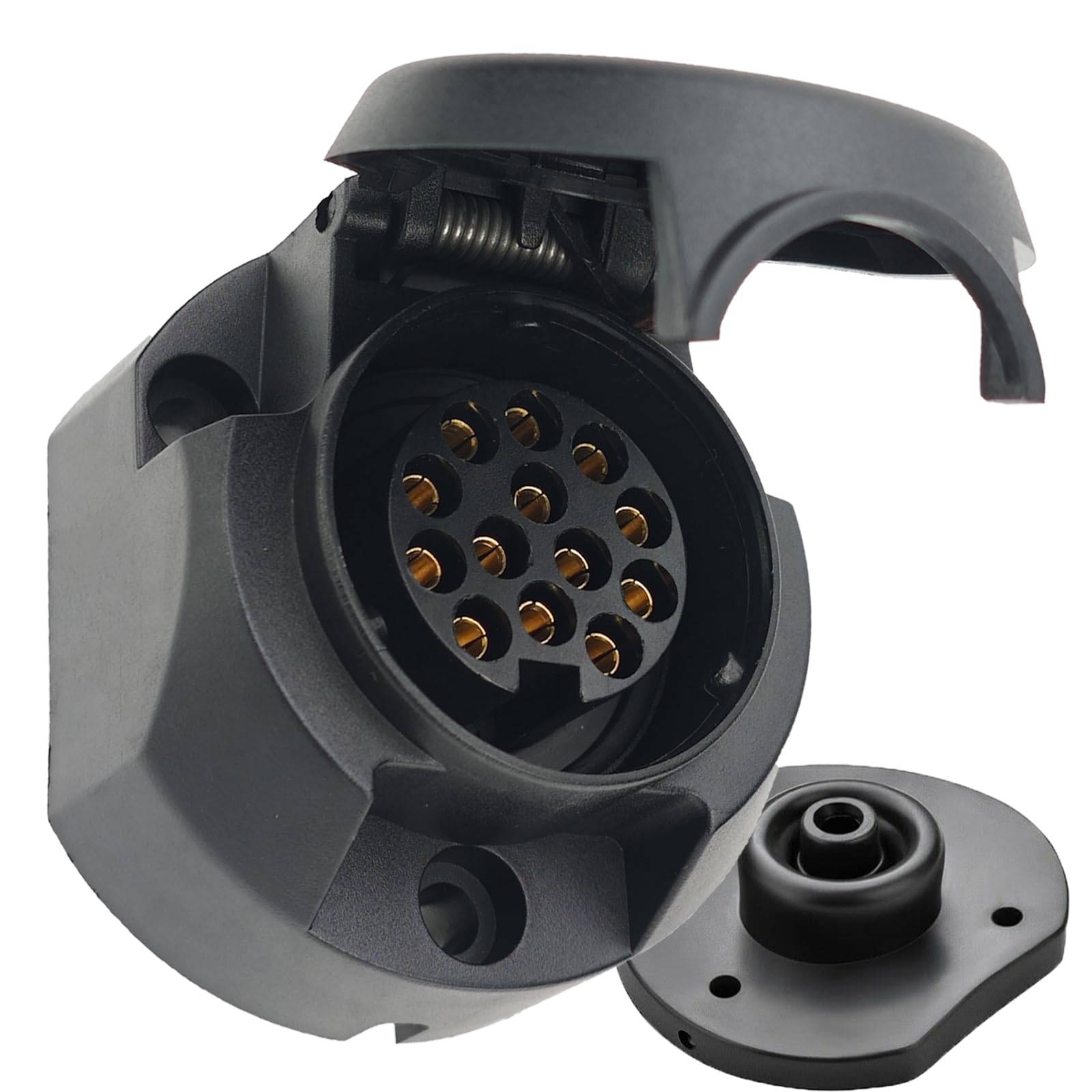 CXTM 13 Polig Anhänger Steckdose Set,mit Montagezubehör,12V Wasserdicht 13-pol Anhänger Stecker und Steckdose Nach ISO 1724,für Anhänger Wohnwagen RV,AHK Adapter (Steckdose)