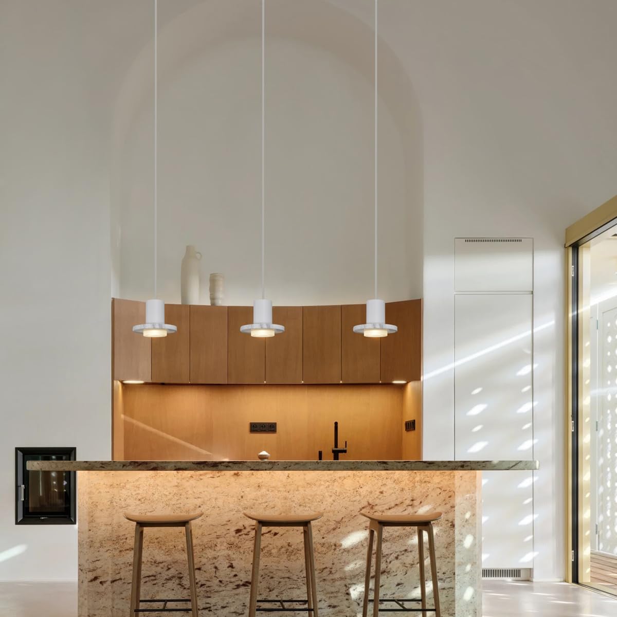 Lámpara Colgante Blanca de Piedra,Lámpara Wabi Sabi para Dormitorio,Lámpara Moderna de Mesa de Comedor Gris de 1 Foco con Pantalla de Aluminio y Mármol Ø18cm,Luz Pendiente GU10 para Cocina,Cafés,Barra