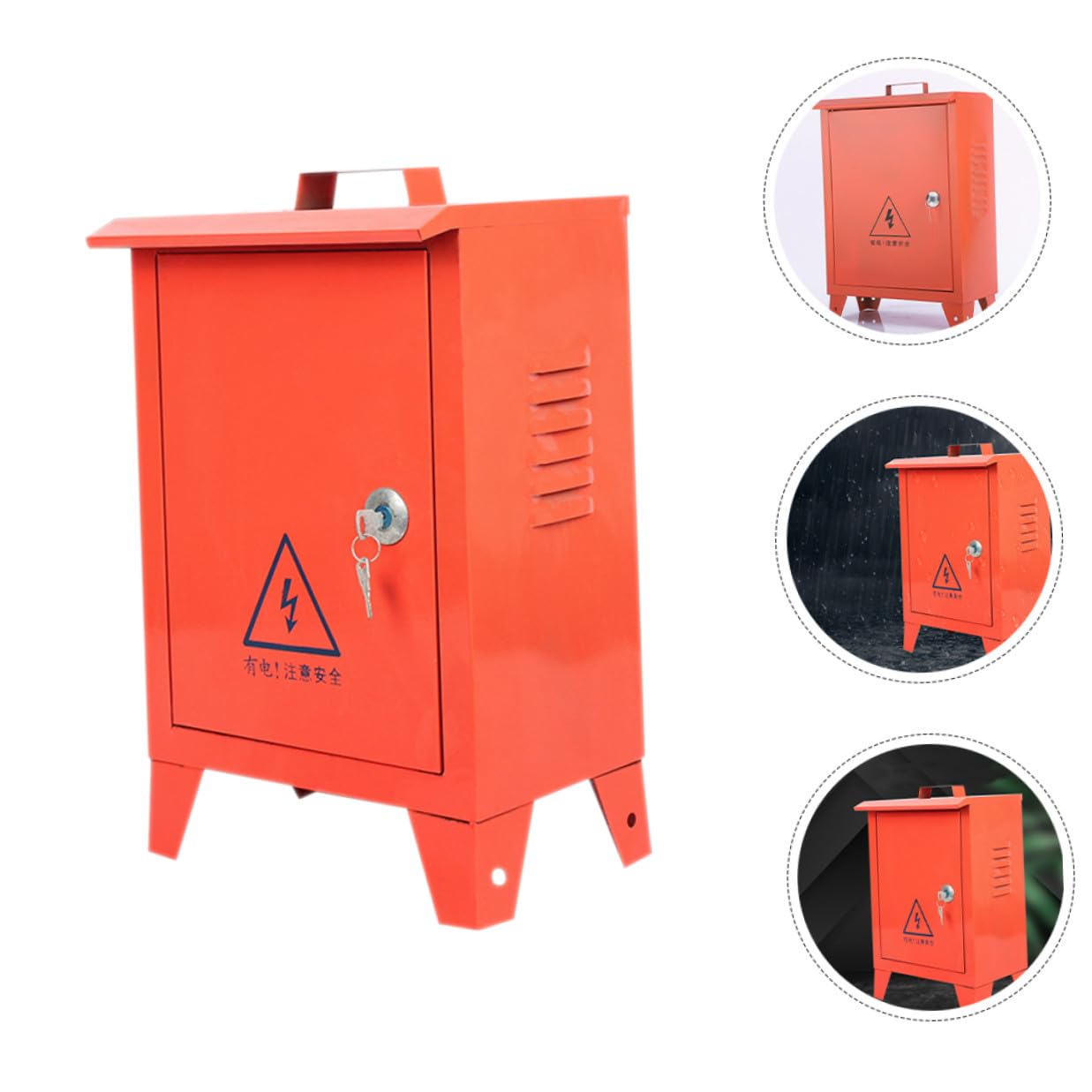 Outdoor Small Iron Electrical Box Portable Power Distribution Junction Box 250x300x180mm Weatherproof Circuit Breaker Protection for Construction Site Use