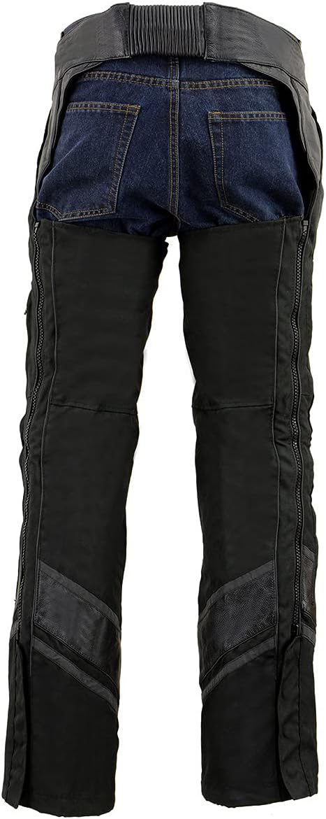 Milwaukee Leather MPM5706 Men's Black Vented Textile Chaps with Leather Trim