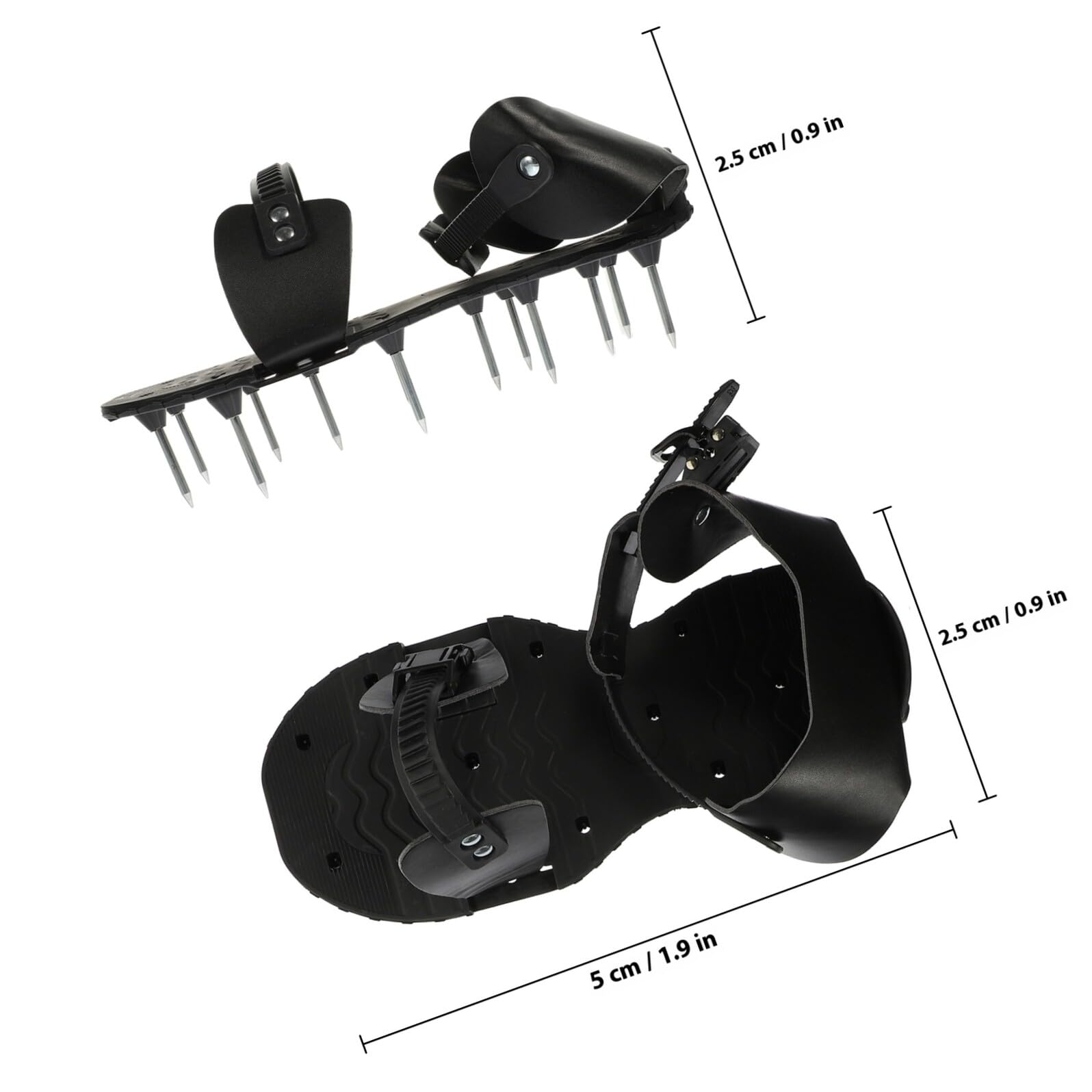 Abaodam Zapatos Aireadores de Césped Correas Ajustables, PU Negro, Mejoran la Salud del Césped Herramienta de Jardinería