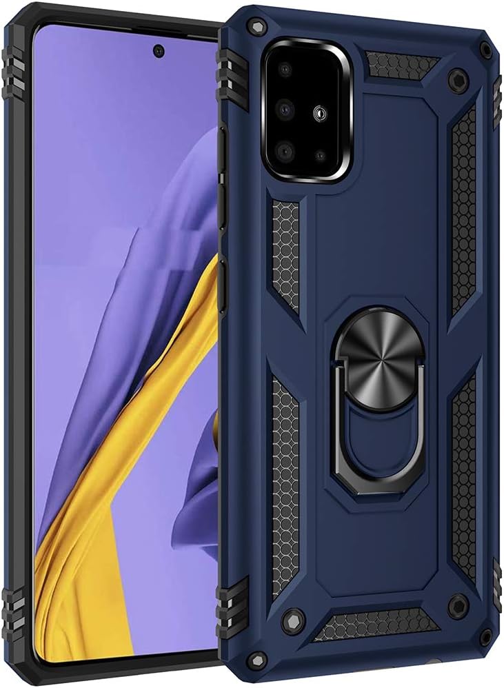 Military Grade Drop Impact for Samsung Galaxy A51 4G Case Galaxy M40S Case 360 Metal Rotating Ring Kickstand Holder Magnetic Car Mount Armor Heavy Duty Cover for Galaxy A51 4G Phone Case Blue