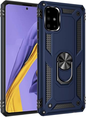 Military Grade Drop Impact for Samsung Galaxy A51 4G Case Galaxy M40S Case 360 Metal Rotating Ring Kickstand Holder Magnetic Car Mount Armor Heavy Duty Cover for Galaxy A51 4G Phone Case Blue