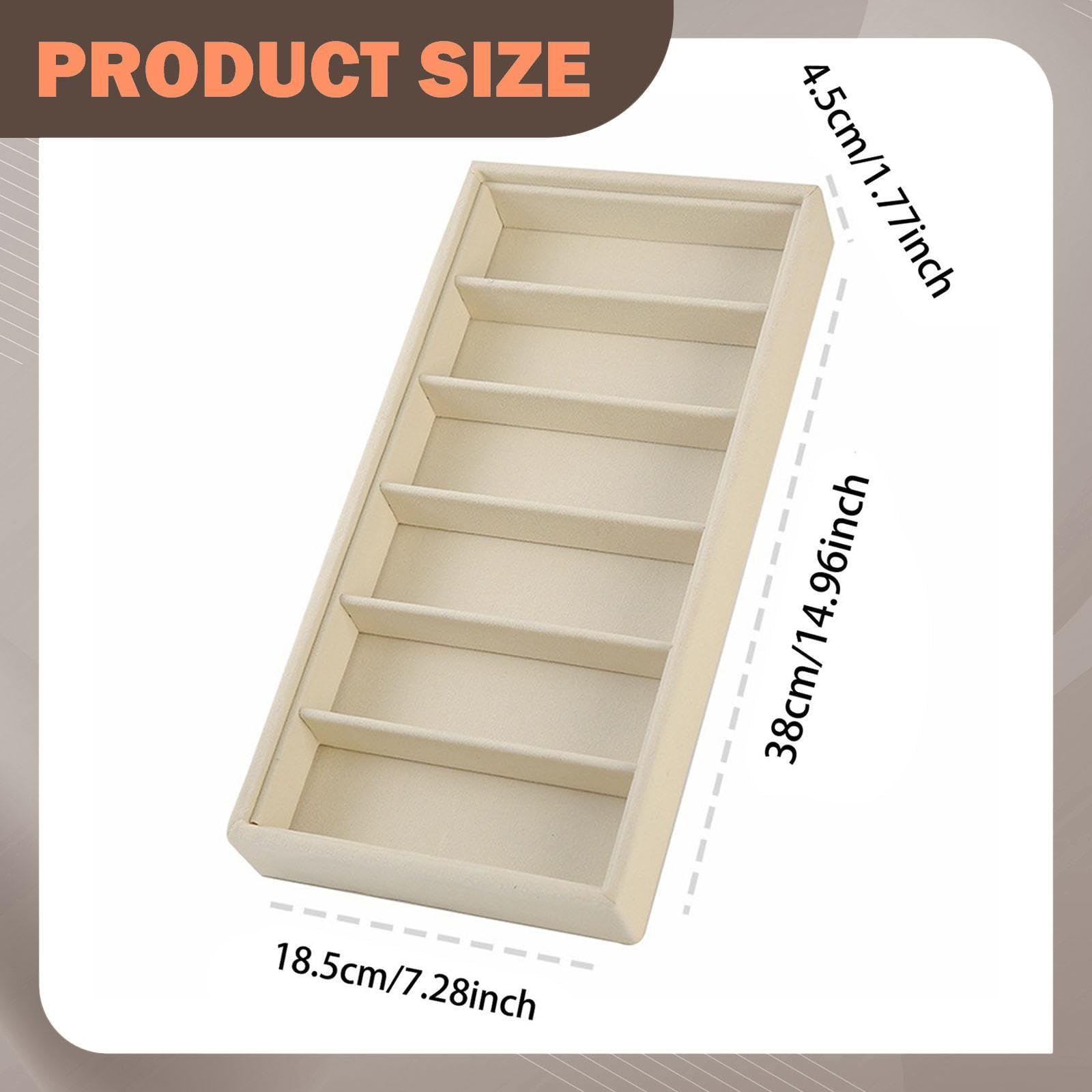 TISHITA Bandeja para Gafas Organizador de Gafas de Sol, Caja de Almacenaje de Lentes Soporte para Joyas Material Suave Resistente para Regalar Uso en Tocador, Bandeja de Almacenamiento, Beige — view 2