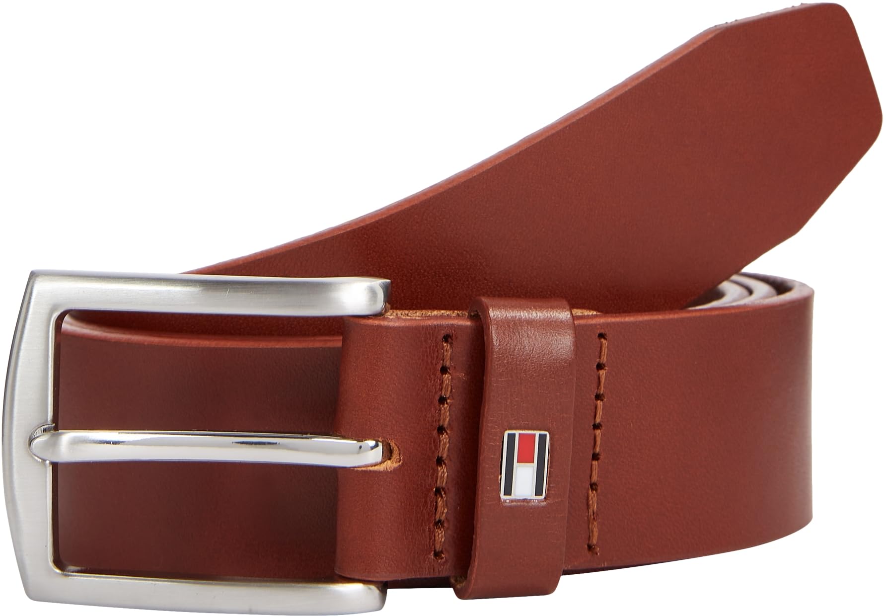 Tommy Hilfiger Uomo Cintura New Denton 3.5 Belt Cintura in Pelle, Marrone (Dark Tan), 110 cm