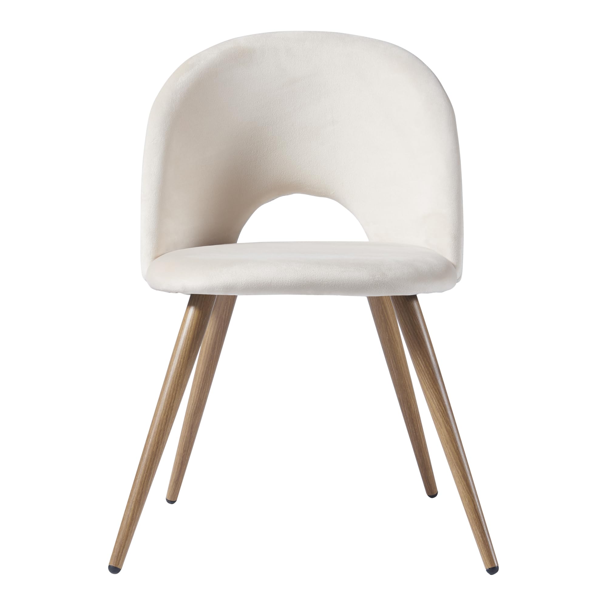 [en.casa] Set di 2 Sedie da Sala Pranzo Poltroncine per Salotto Cucina Coppia di Sedie Imbottite Rivestimento in Tessuto Effetto Velluto 77 x 50 x 55 cm - Beige/Effetto Legno