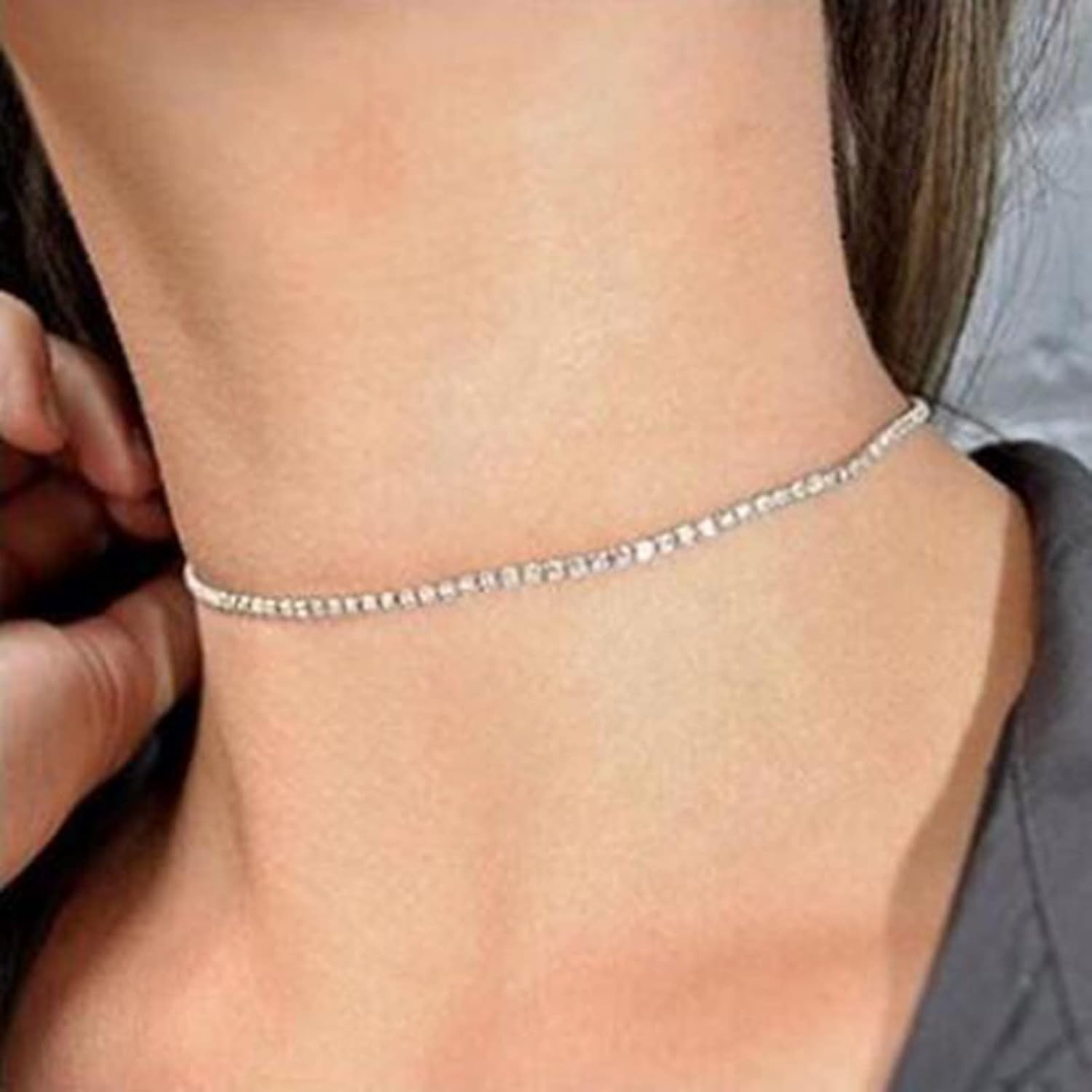 Rhinestone Choker Necklaces Silver Crystal Cz Necklaces Sparkling Diamond Choker Necklaces Thin Crystal Collar Necklaces Jewelry for Women - Image 4