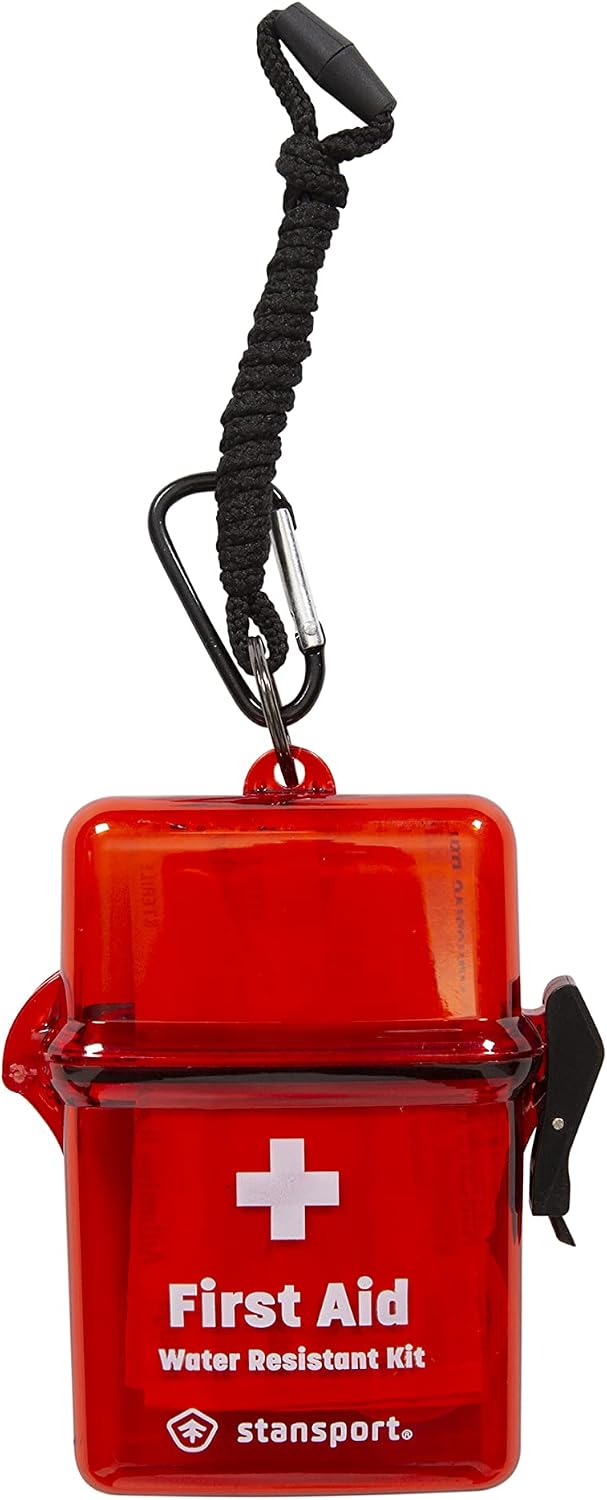 Stansport Water-Resistant Emergency First Aid Kit Red 4.7" L x 3.9" W x 1.5" H