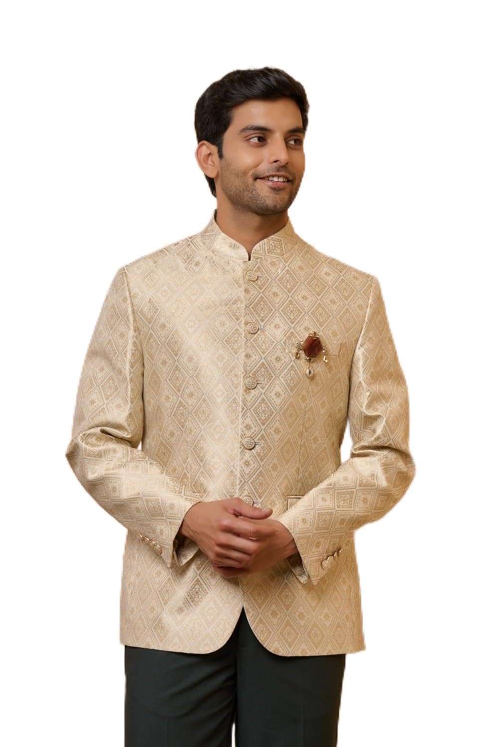tasva Ivory Brocade Bandhgala For Men-picture-11