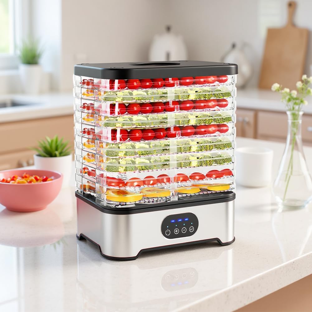 Trockenfrüchte-Maschine mit 8 Ebenen, Temperaturkontrolle, intelligenter Lebensmitteltrockner für Zuhause, Küche