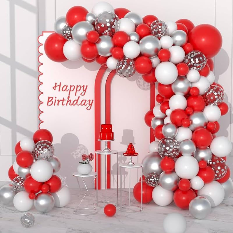Image of Red Balloons 50pcs 12 Inch Matte Red Latex Party Balloons for Valentines Day Casino Theme Wedding Birthday Patriotic Party Decorations