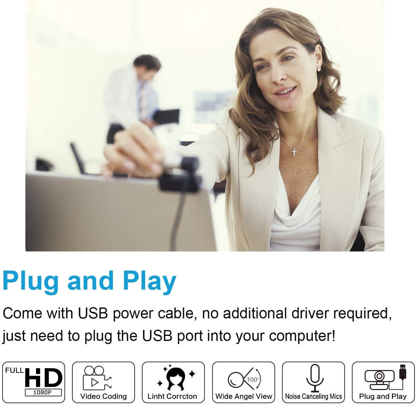 1080P 60fps Usb Streaming Webcam with Microphone for Computer Meeting Web Camera Windows Mac Linux
