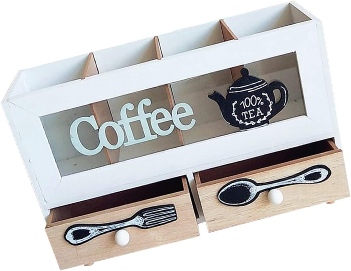 ABOOFAN Coffee Storage Box Two-layer Design for Coffee Snacks More Creative Tableware Organizer Nordic Retro to Clean Material